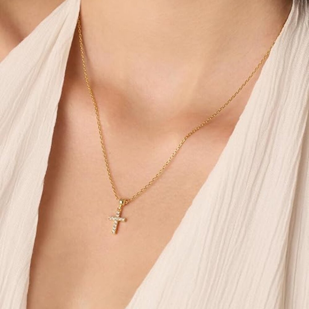 Neiman Marcus 14K Gold Plated Cross Necklace - Picture 2 of 4